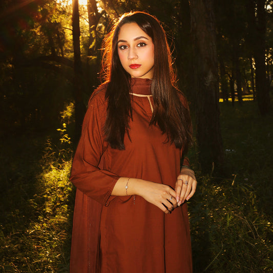 Unmixed Brown | Farshi Shalwar Kameez