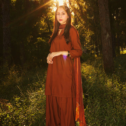 Unmixed Brown | Farshi Shalwar Kameez