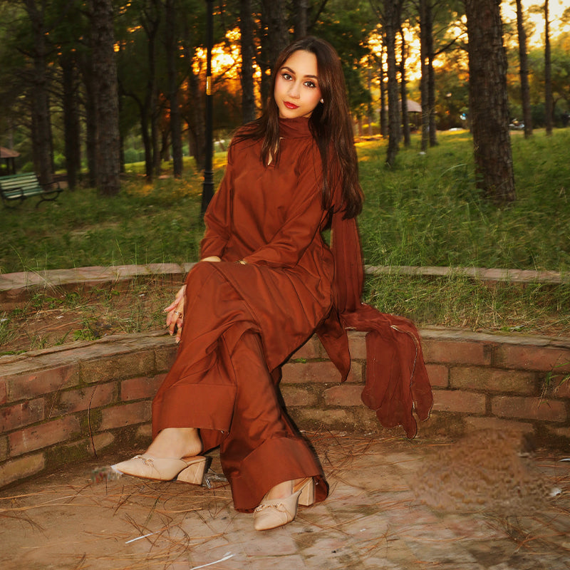 Unmixed Brown | Farshi Shalwar Kameez